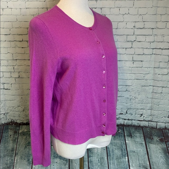 Alex Marie 100% Cashmere Cardigan Sweater Pink L Office Layering Closet Staple - Picture 9 of 16